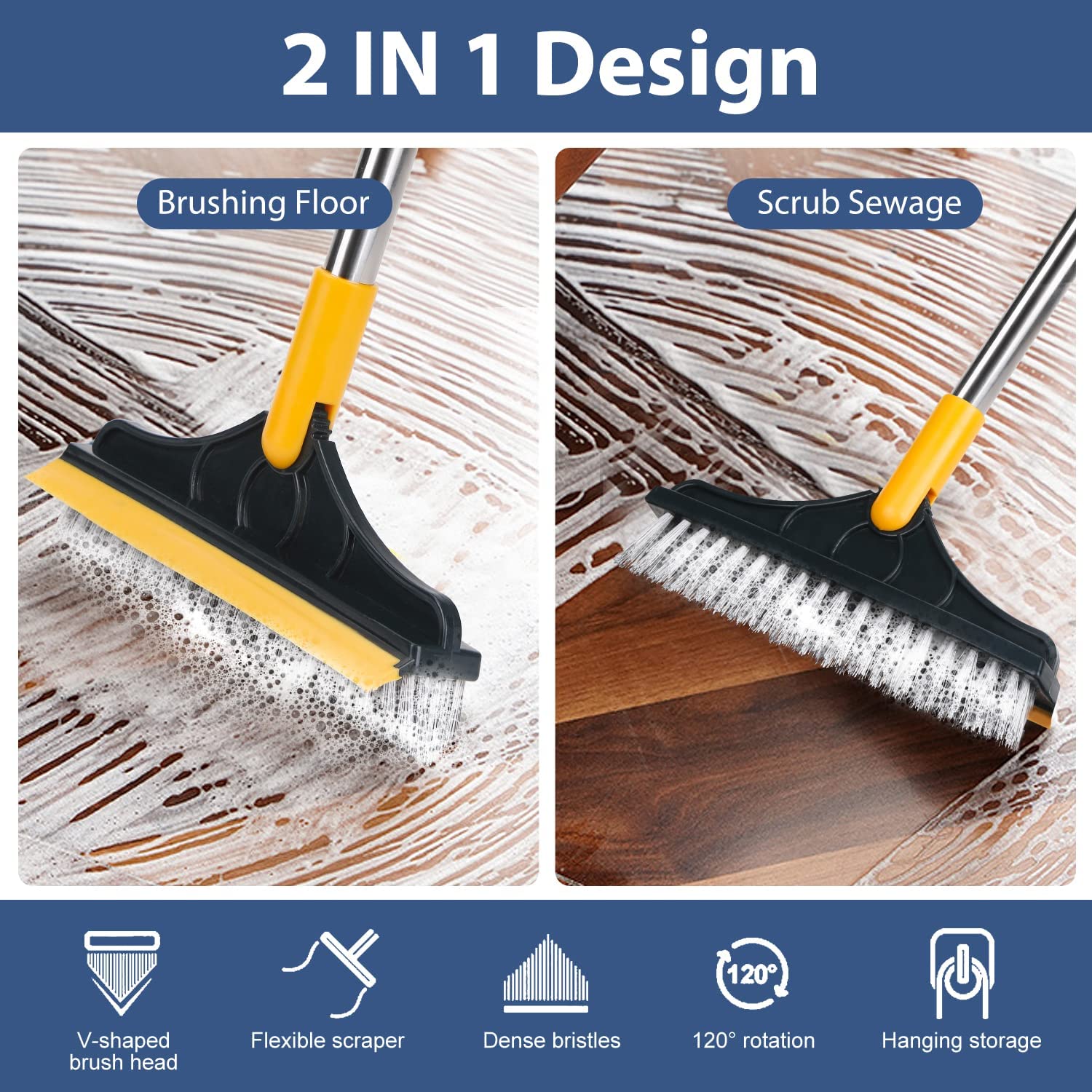 Buy Vinaksh 2 in 1 Floor Scrub Brush - Shaped Floor Scrub Brush
