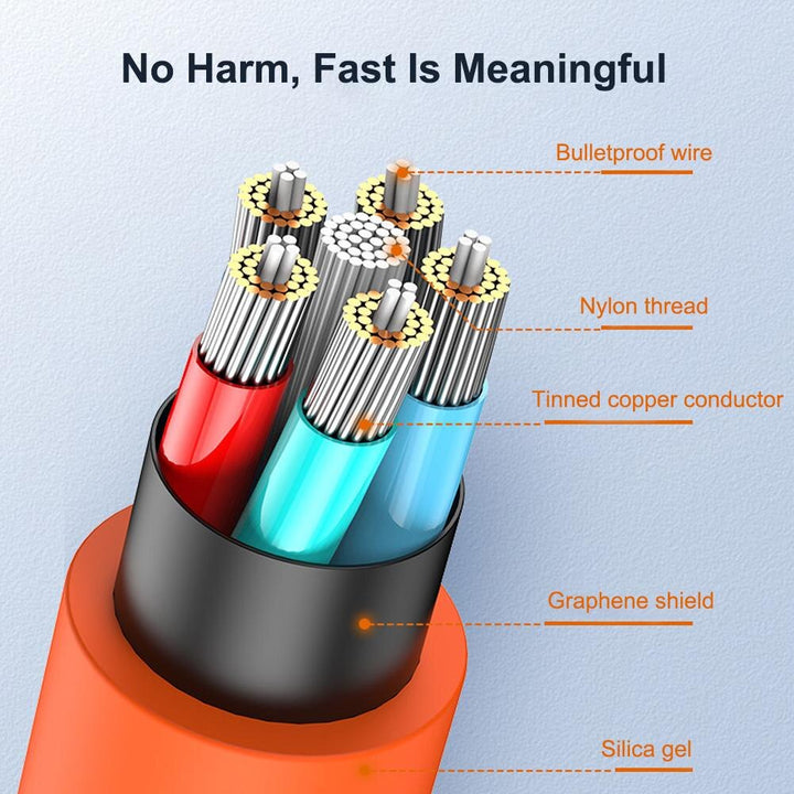 Super Fast 180 Degree Rotating Silicone Cable with Light ( 1.25 Meter )