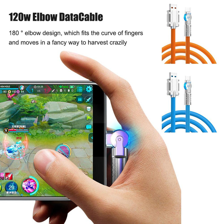 Super Fast 180 Degree Rotating Silicone Cable with Light ( 1.25 Meter )