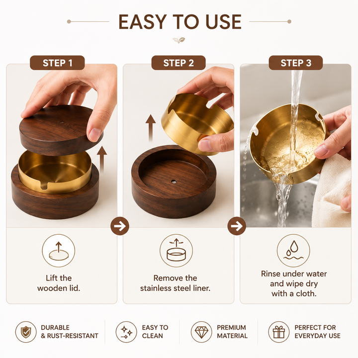 Premium Walnut Wooden Ashtray