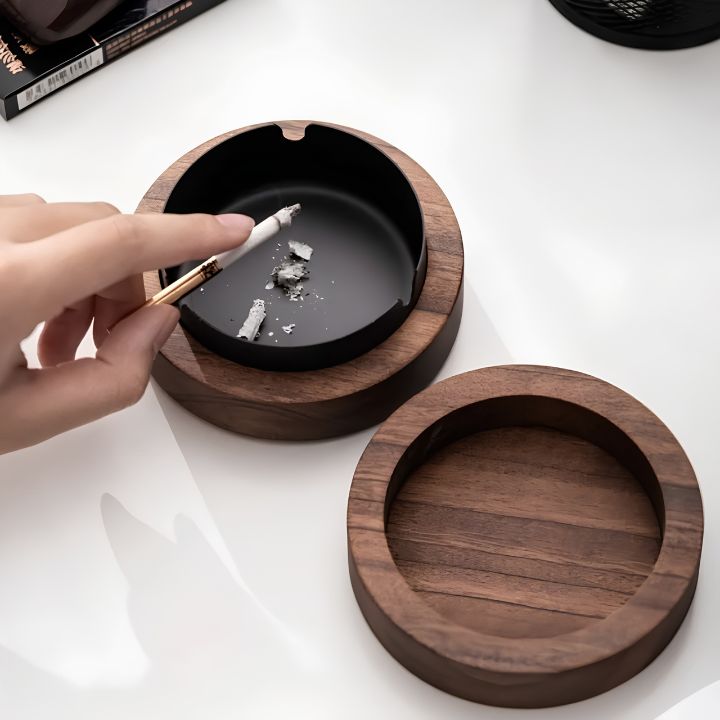 Premium Walnut Wooden Ashtray