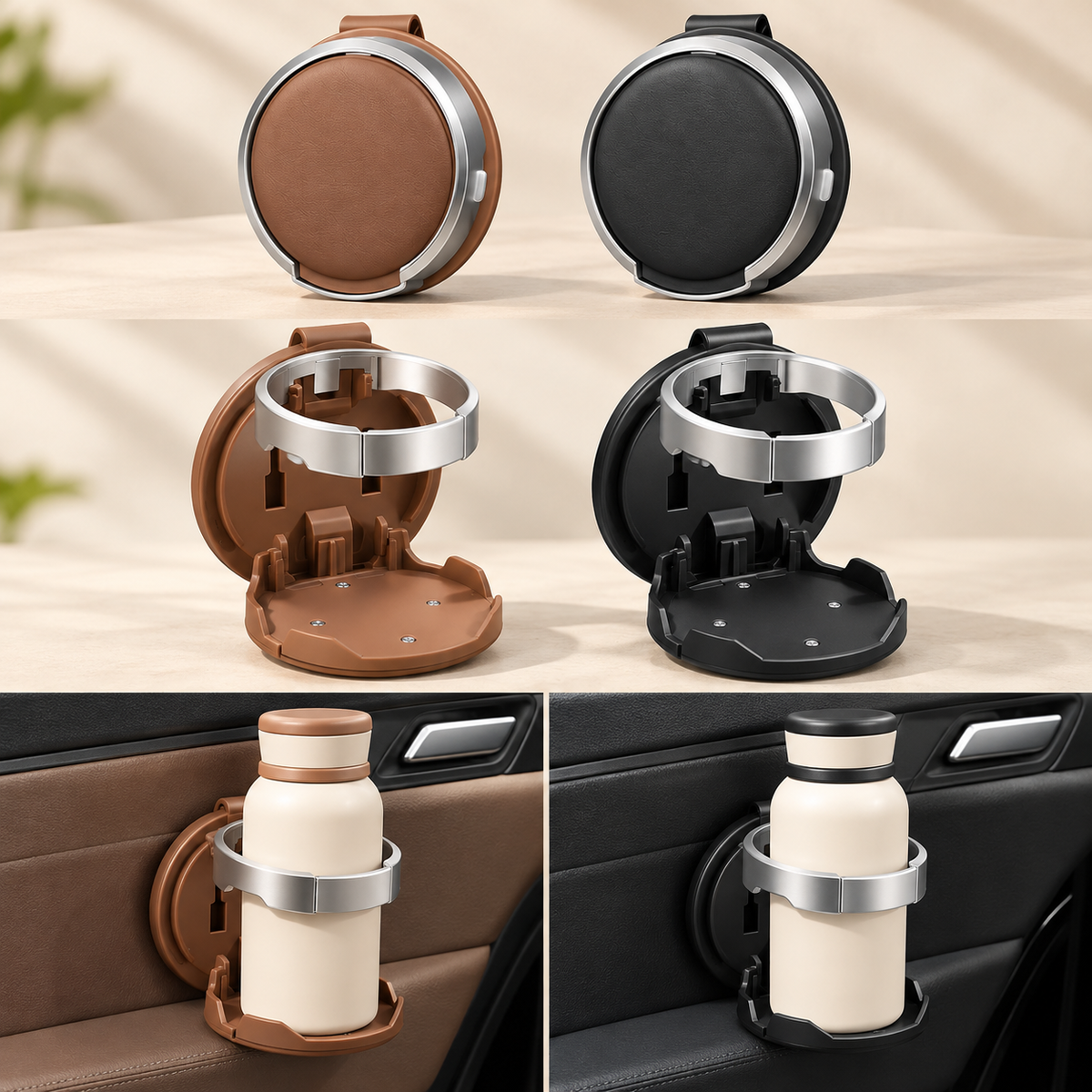 Foldable Car Door Cup & Phone Holder