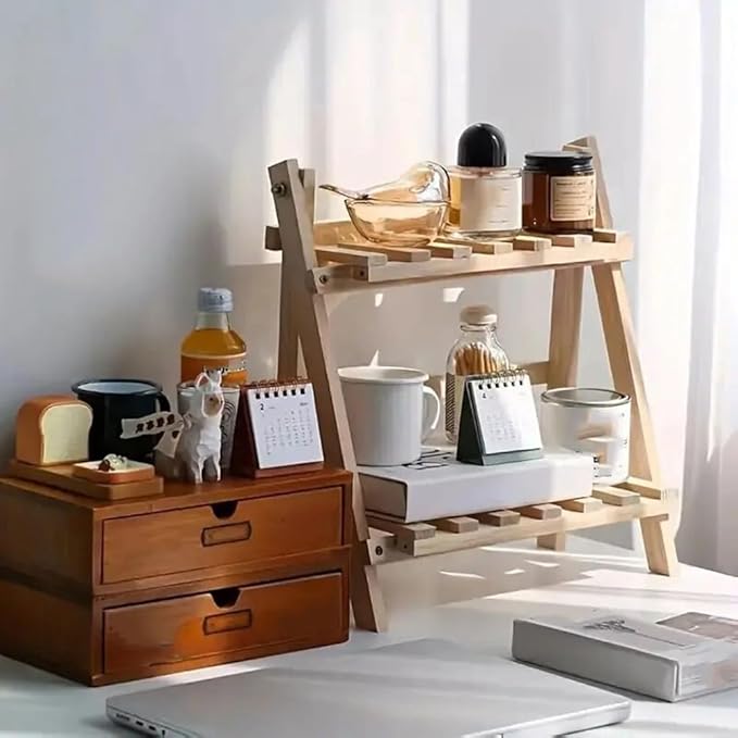 Wooden 2-tier Desktop Shelf Storage Rack