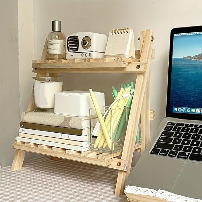 Wooden 2-tier Desktop Shelf Storage Rack