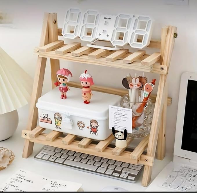 Wooden 2-tier Desktop Shelf Storage Rack
