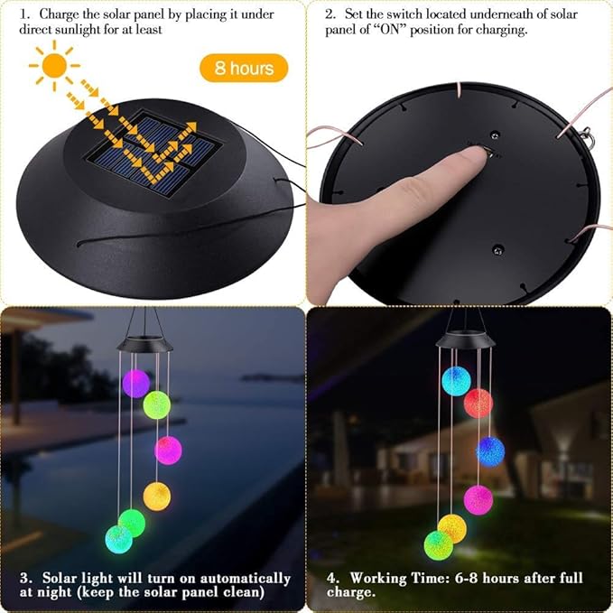 Solar LED Crystal Ball Wind Chime