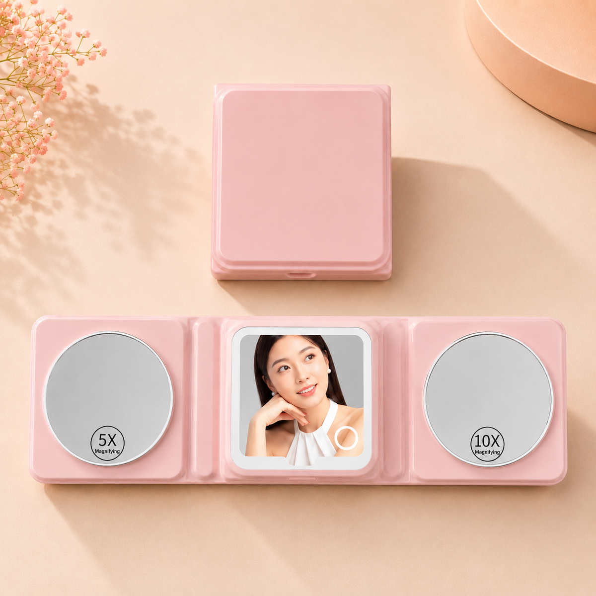 Portable Folding LED Makeup Mirror