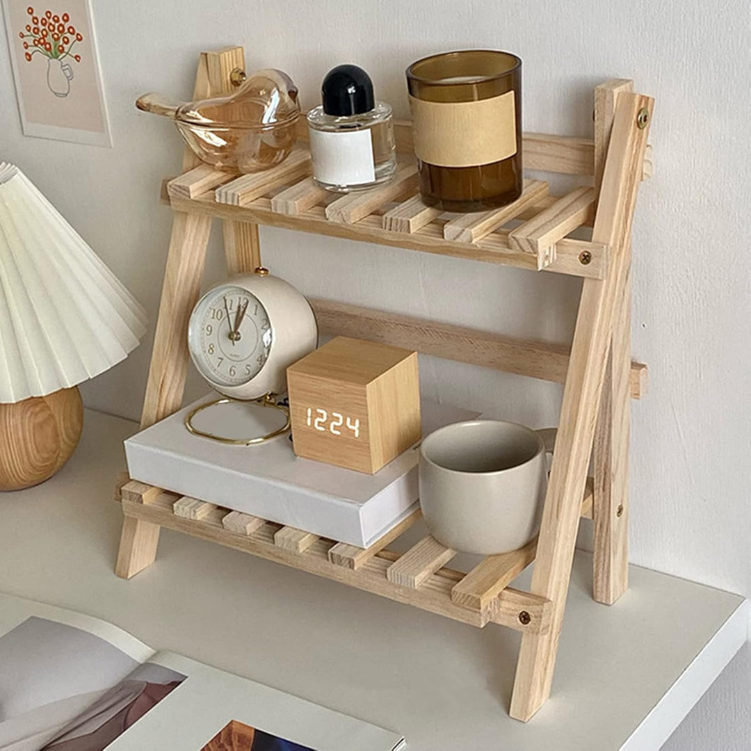 Wooden 2-tier Desktop Shelf Storage Rack