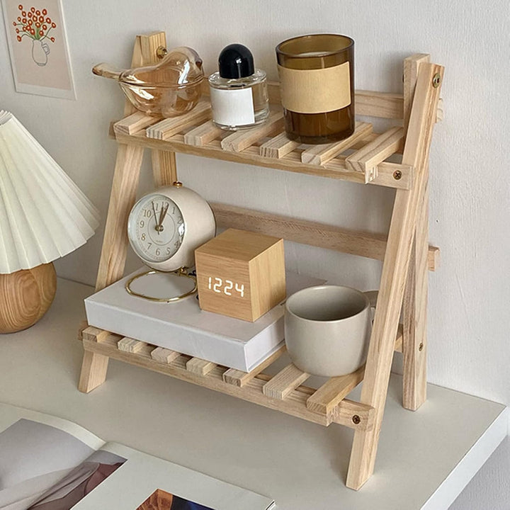 Wooden 2-tier Desktop Shelf Storage Rack