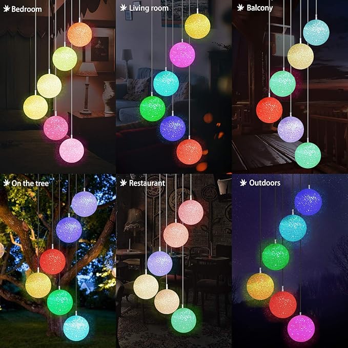 Solar LED Crystal Ball Wind Chime