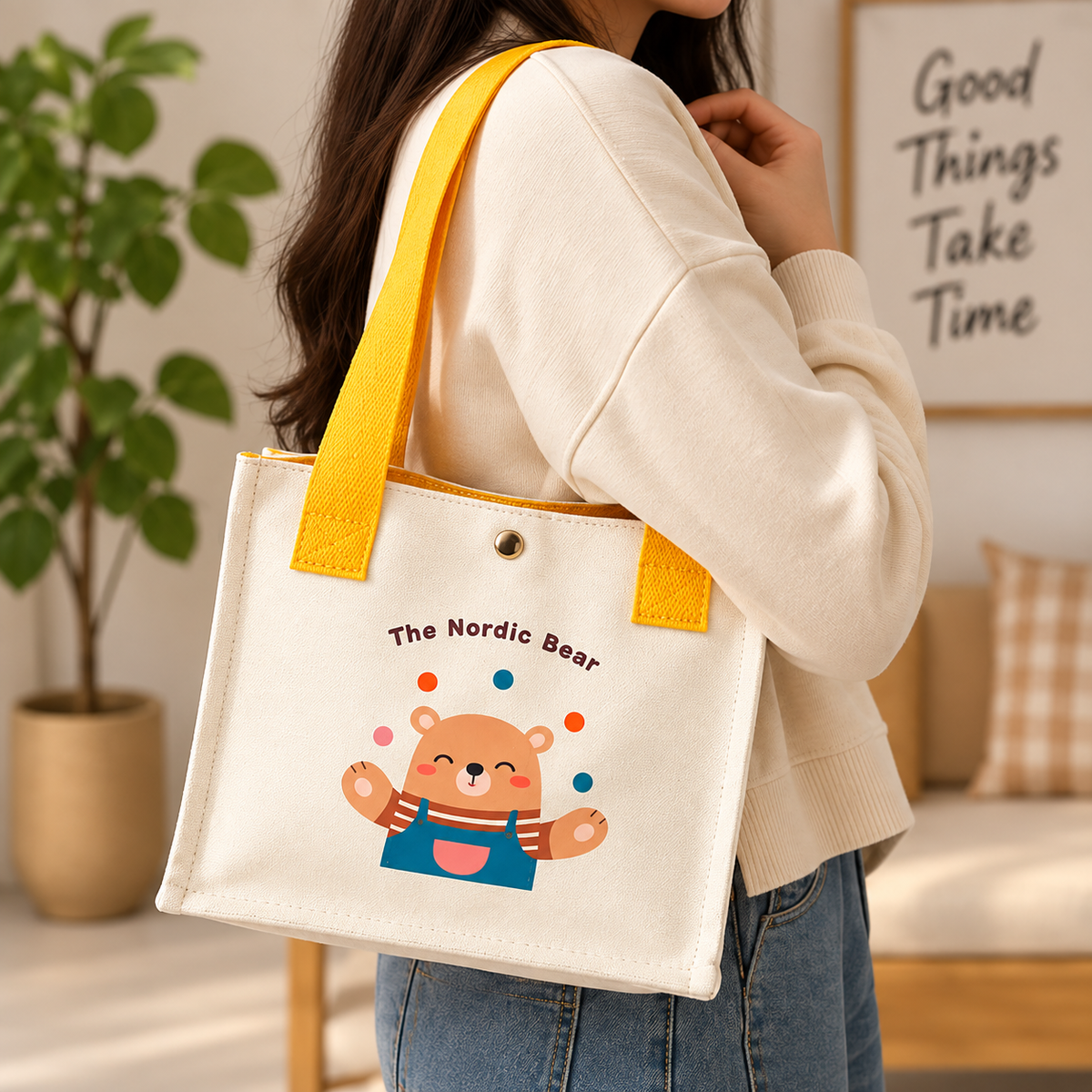 Cute Printed Canvas Mini Handbag