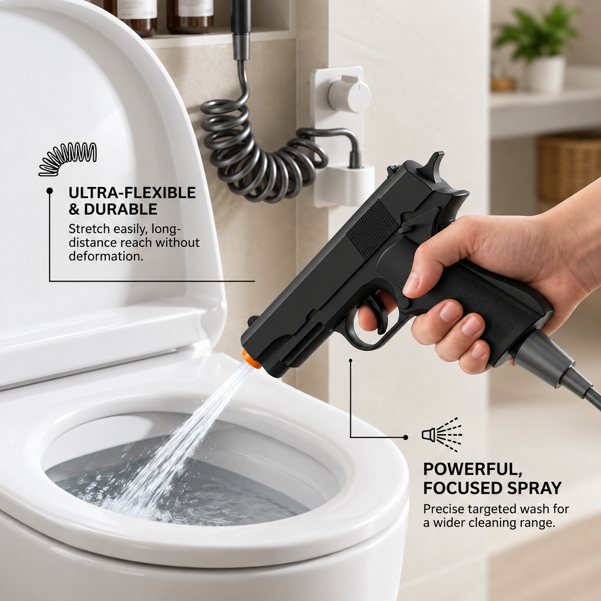Flexible Bathroom Cleaning Spray Gun