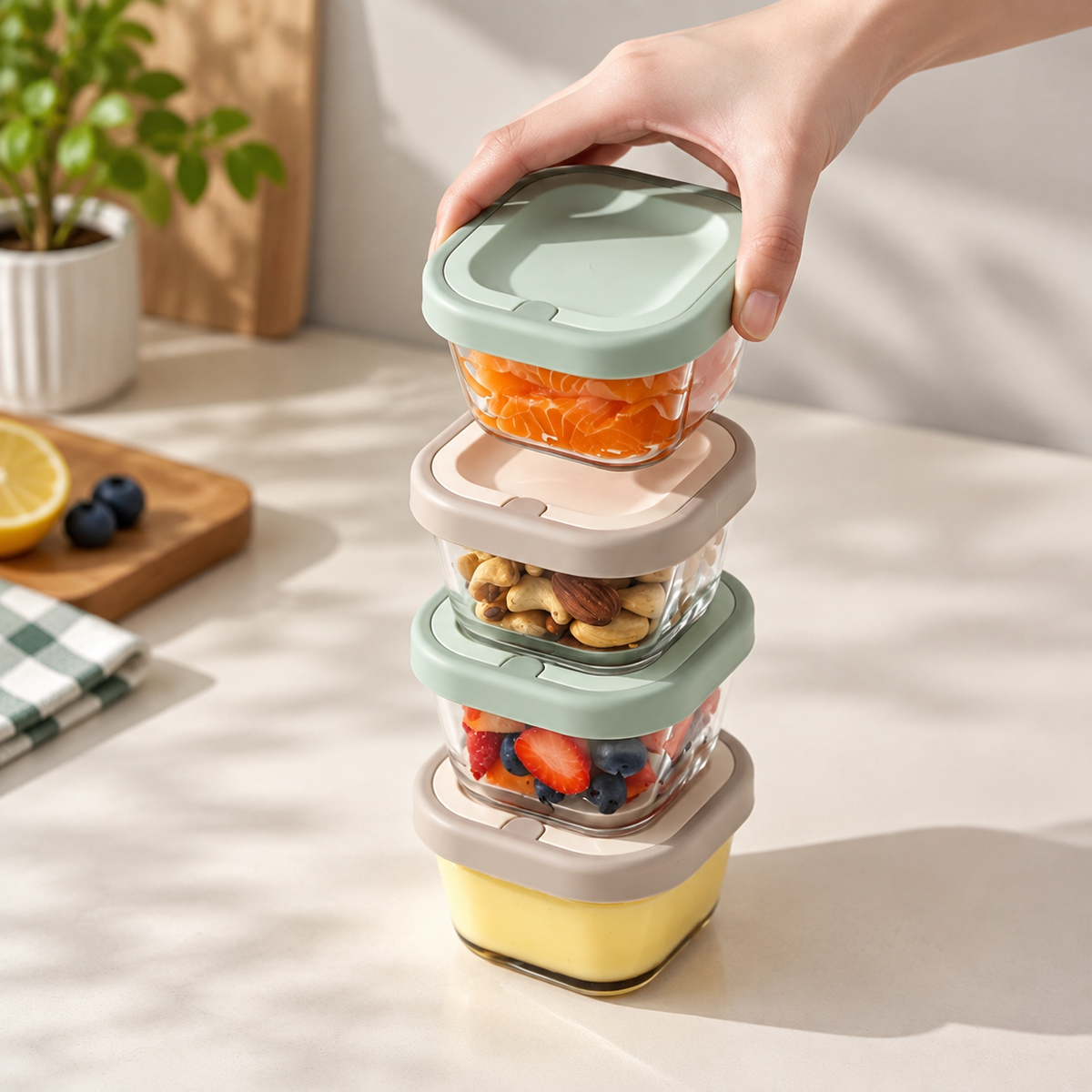 Multi Compartment Glass Lunch Box