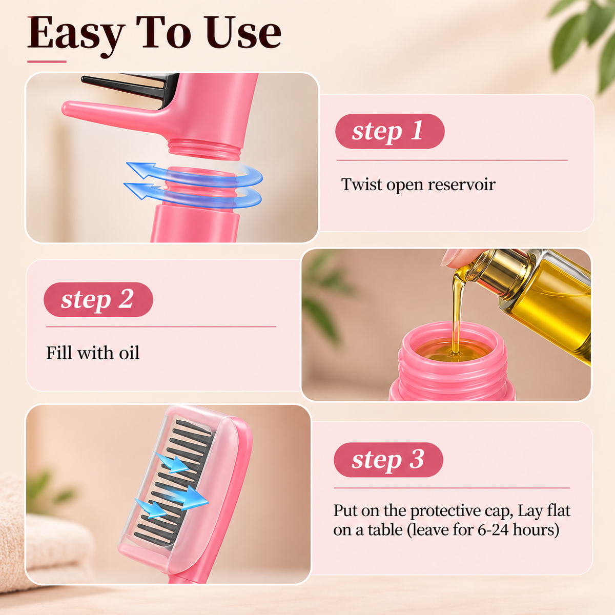 Easy Oil Dispensing Hair Comb