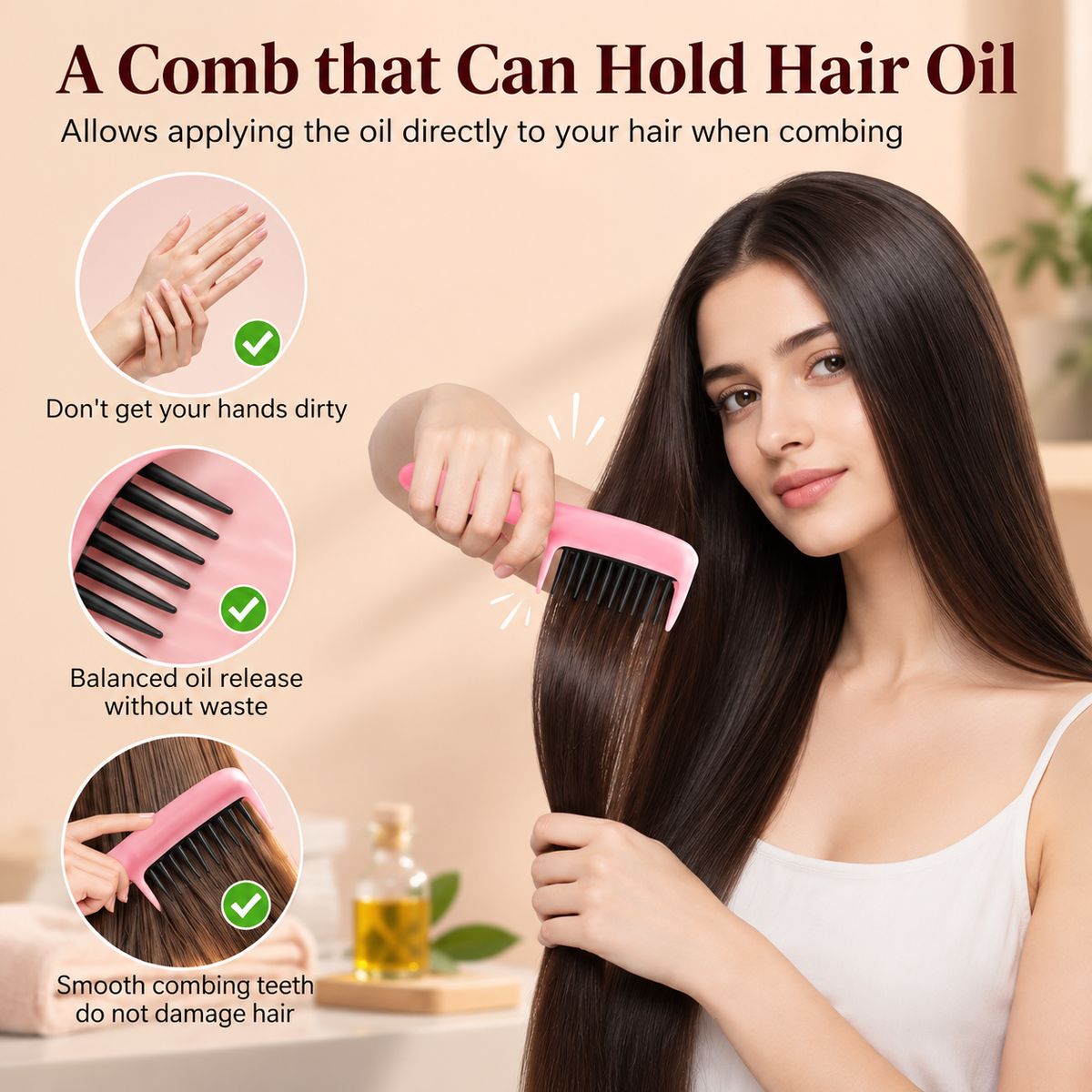 Easy Oil Dispensing Hair Comb