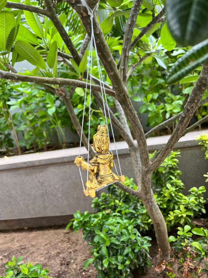 Gold Plated Krishna Idol with attached Jhula
