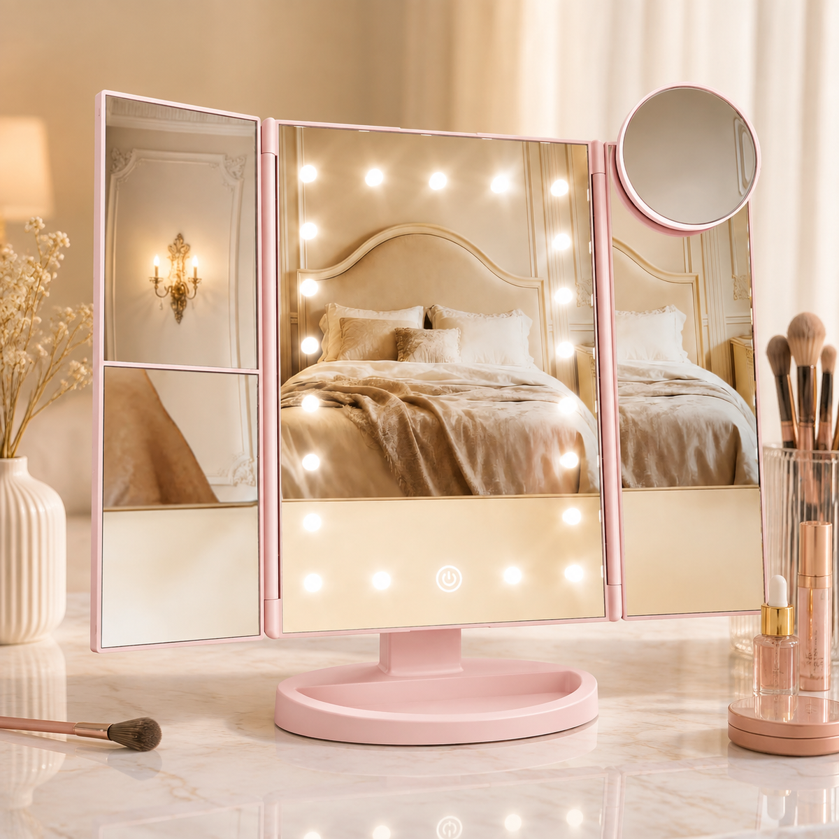 Elegant LED Foldable Beauty Mirror