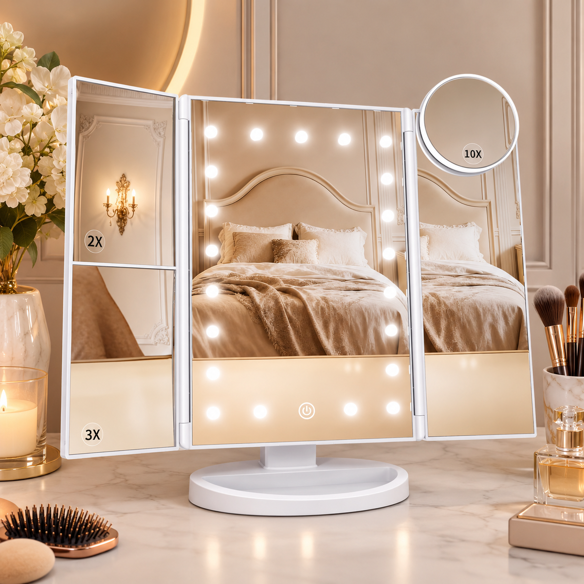 Elegant LED Foldable Beauty Mirror