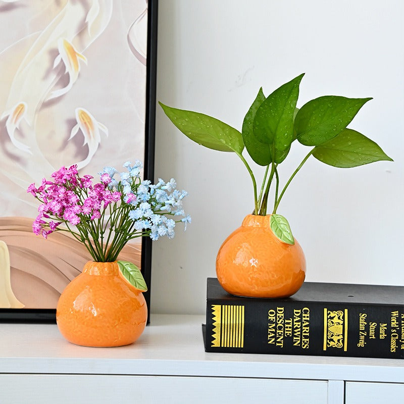 Stylish Orange-Shaped Decorative Vase