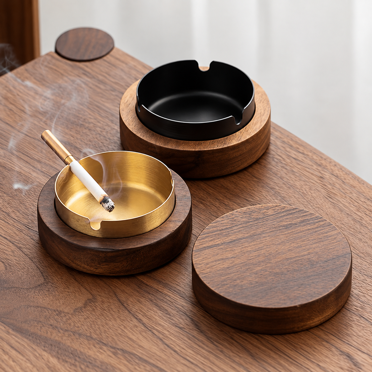 Premium Walnut Wooden Ashtray