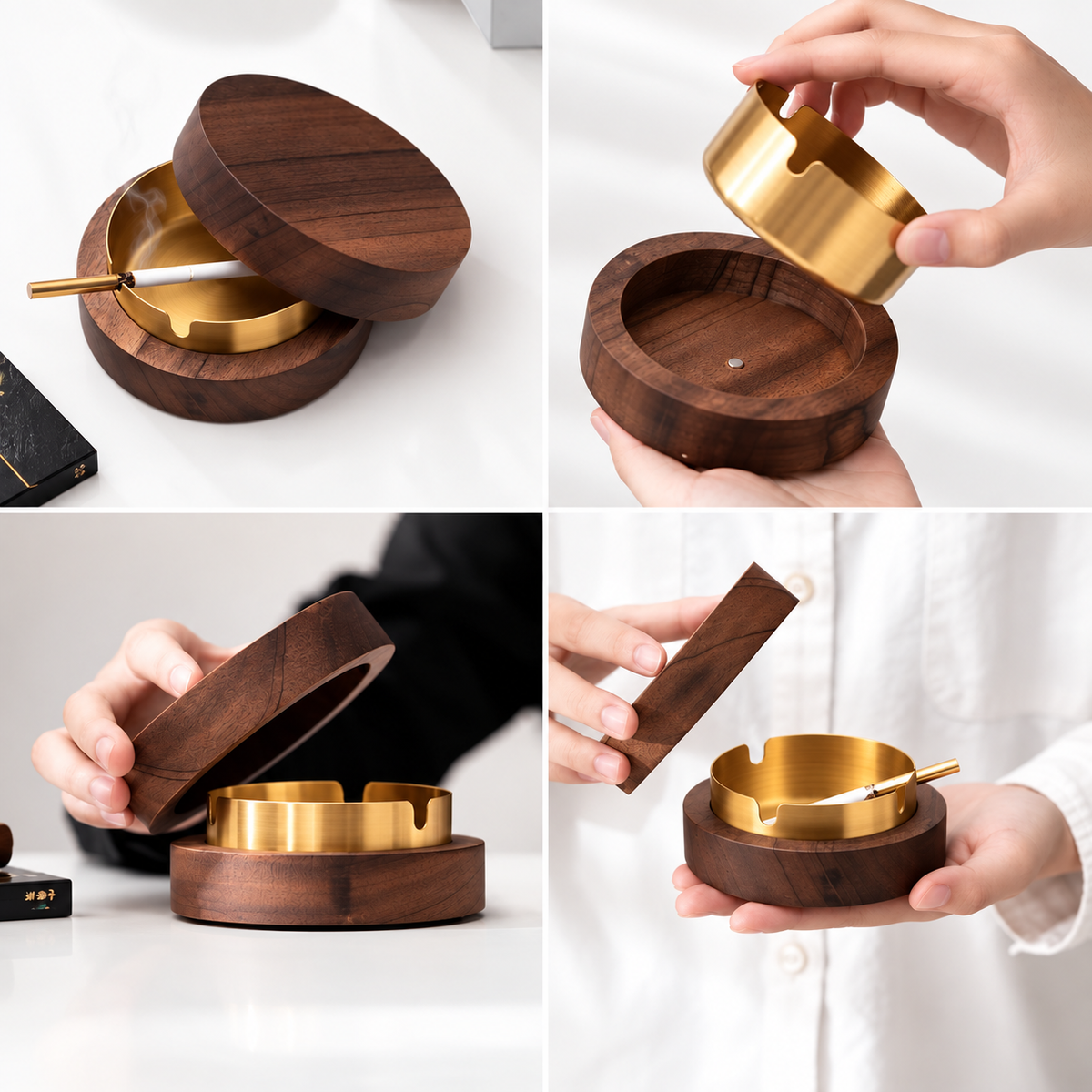Premium Walnut Wooden Ashtray
