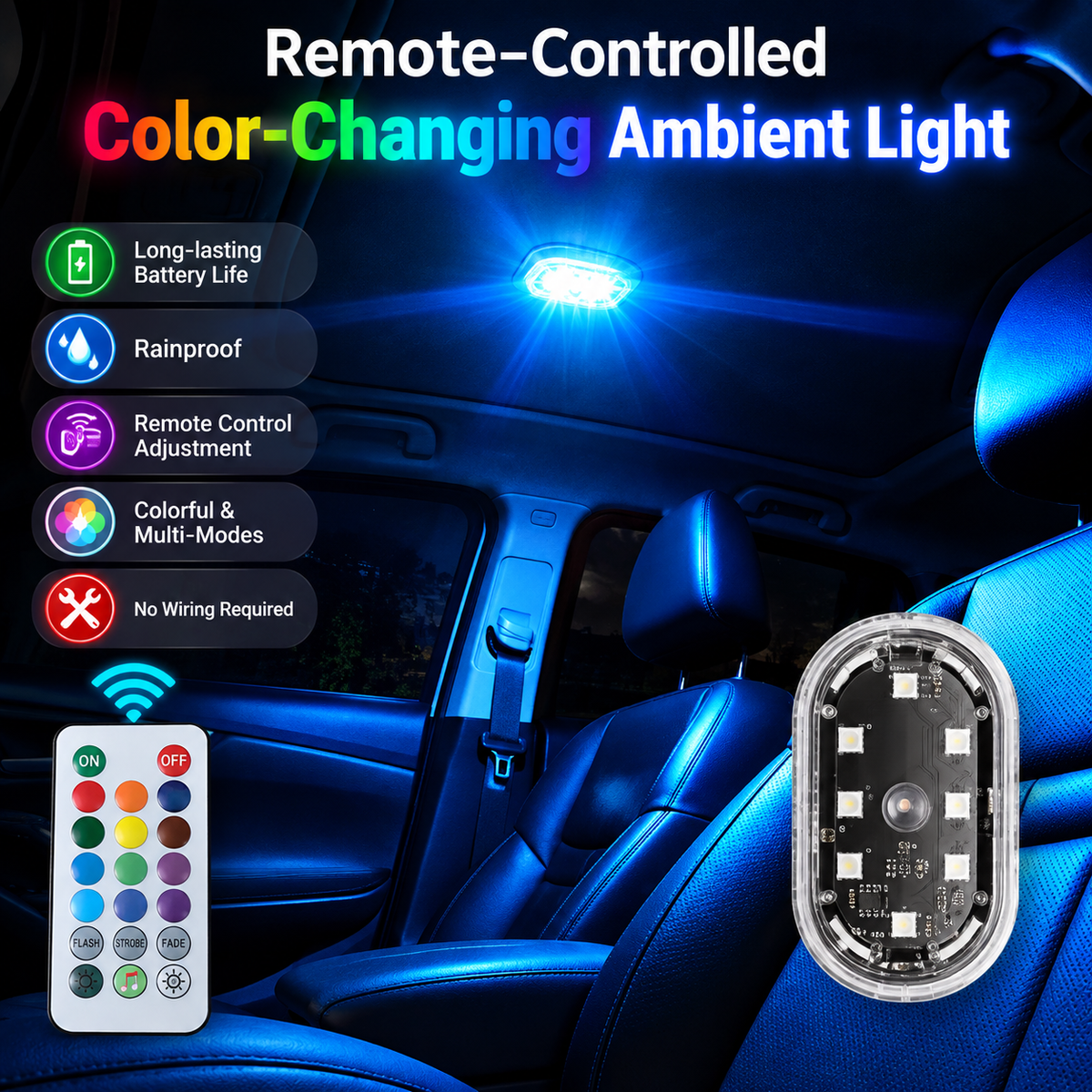 Rechargeable RGB Car Interior Light