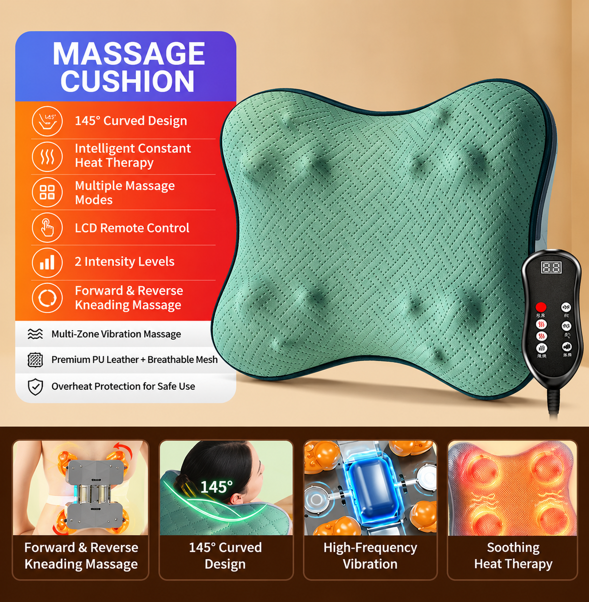 Multi-Function Relaxing Heated Massage Cushion