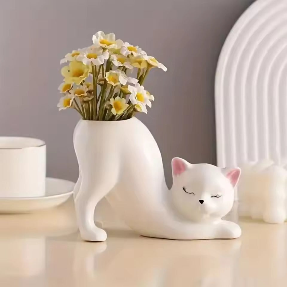 Cute Cat Ceramic Planter Pot