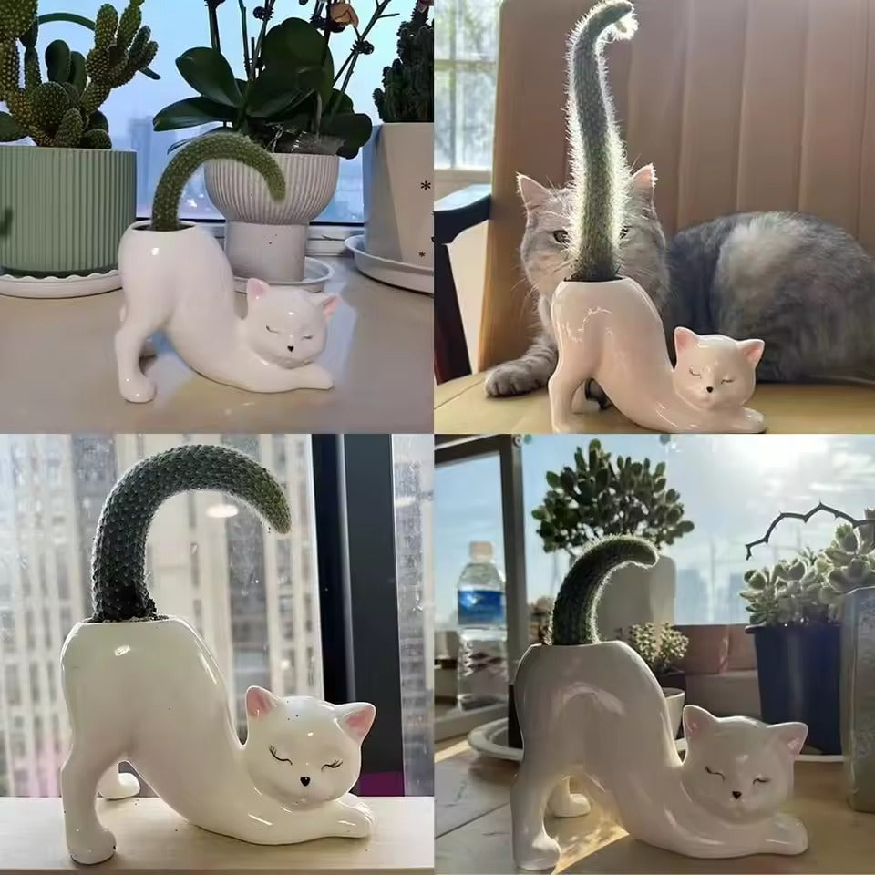 Cute Cat Ceramic Planter Pot