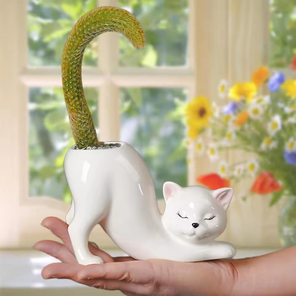 Cute Cat Ceramic Planter Pot