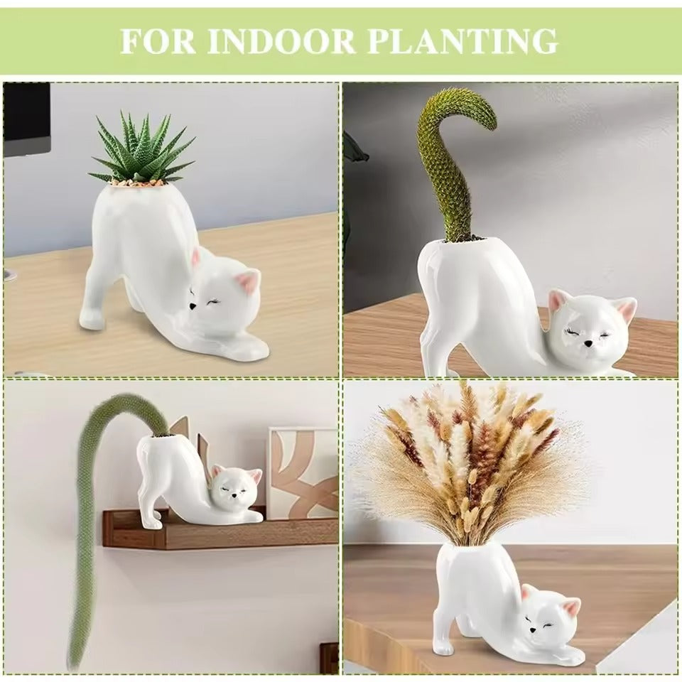 Cute Cat Ceramic Planter Pot