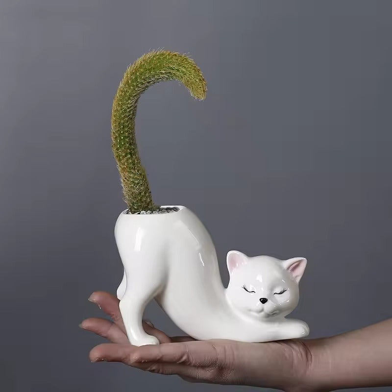 Cute Cat Ceramic Planter Pot