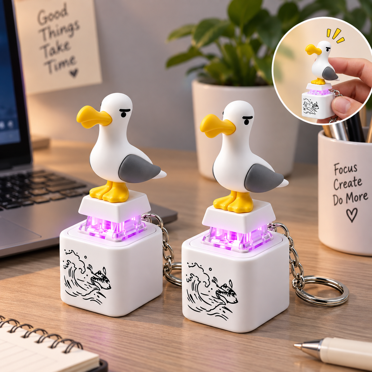 Cute Seagull Sound Clicker Keychain