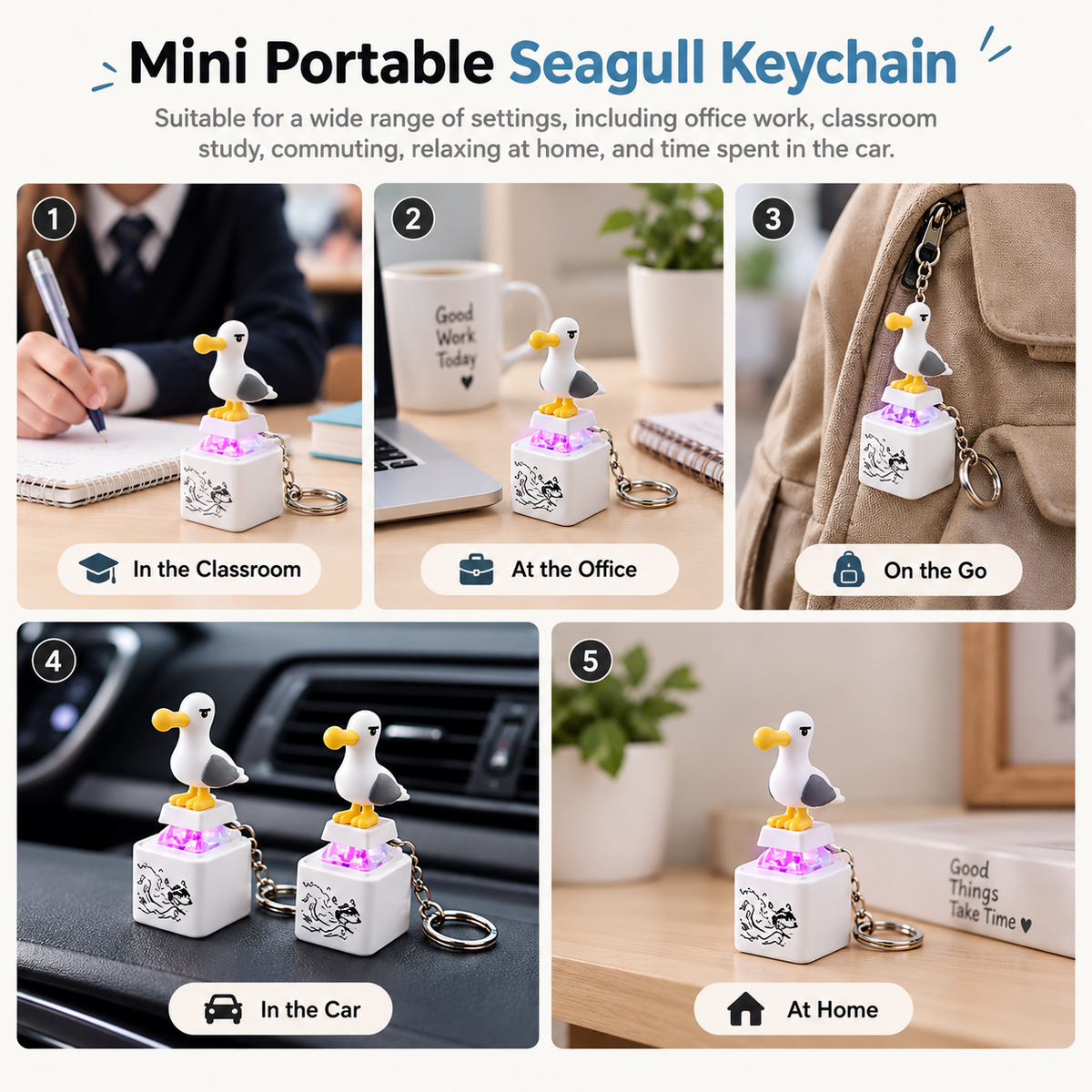 Cute Seagull Sound Clicker Keychain