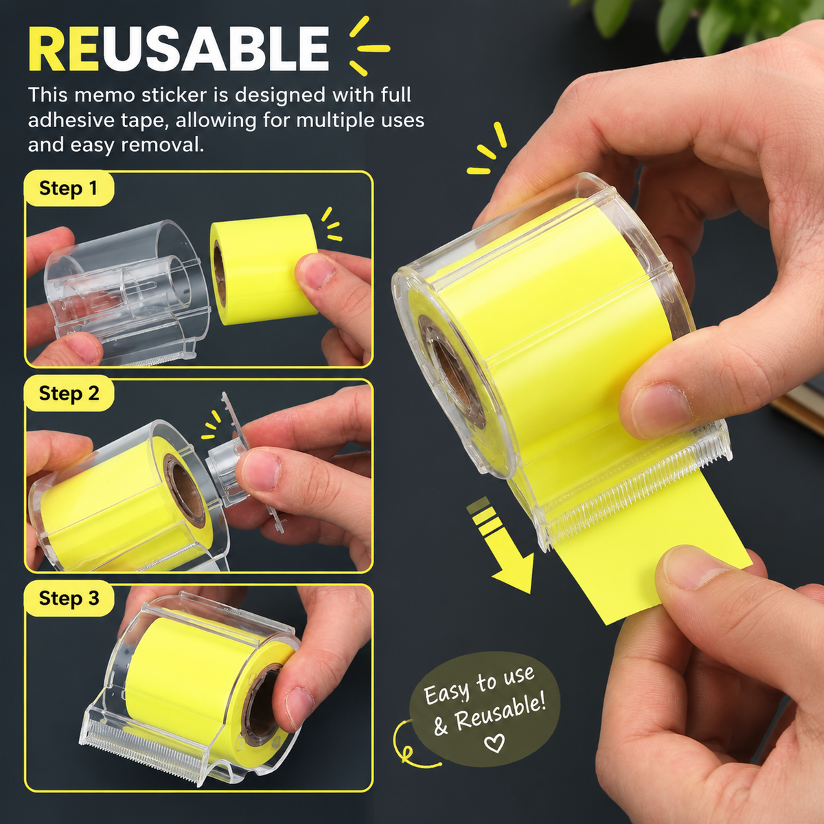 Quick Sticky Note Roll Dispenser