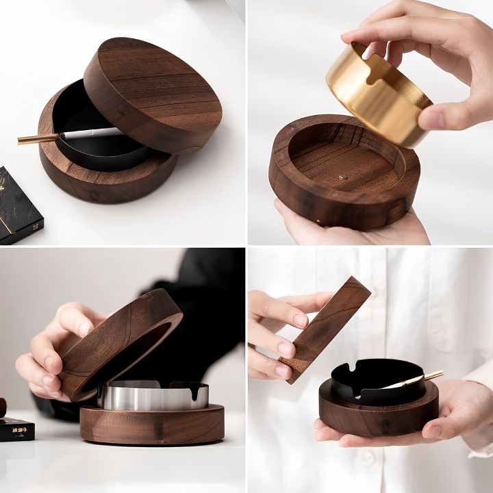 Premium Walnut Wooden Ashtray