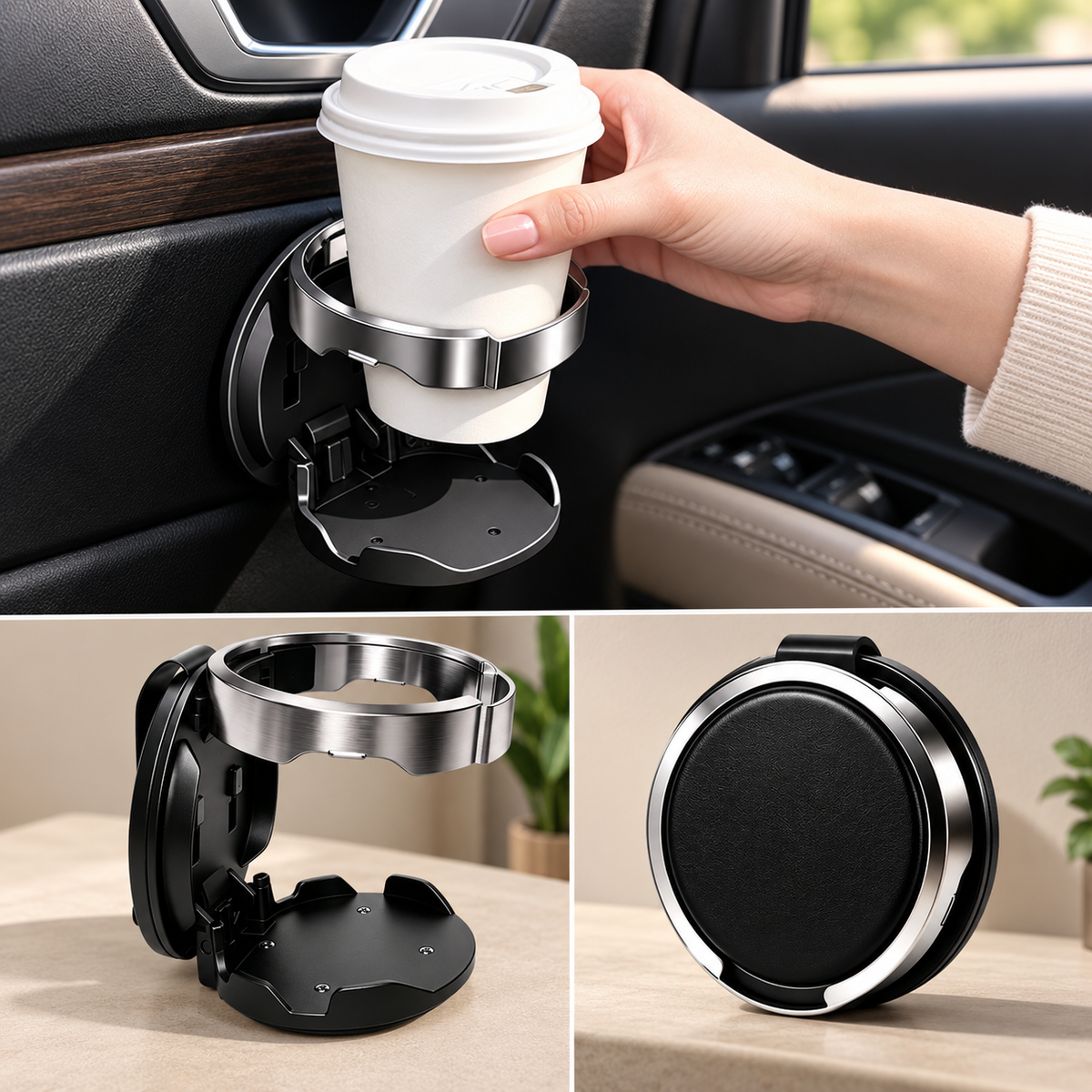 Foldable Car Door Cup & Phone Holder