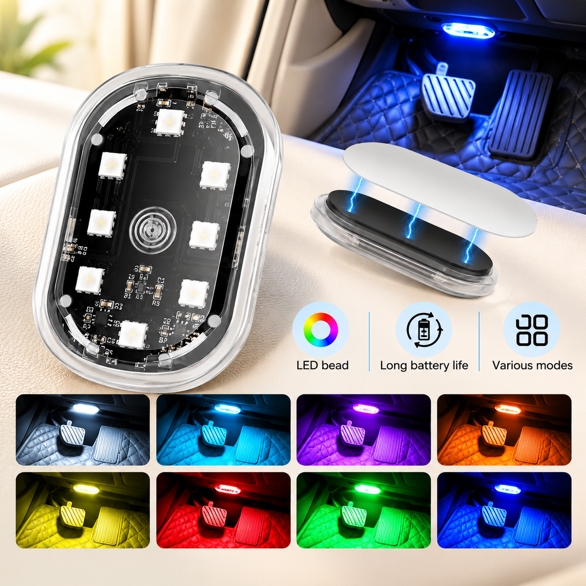 Rechargeable RGB Car Interior Light