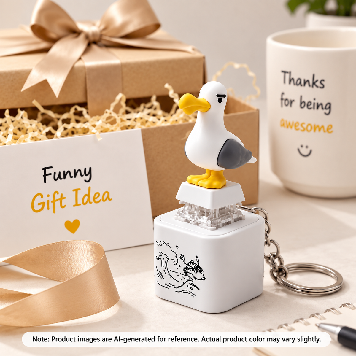Cute Seagull Sound Clicker Keychain