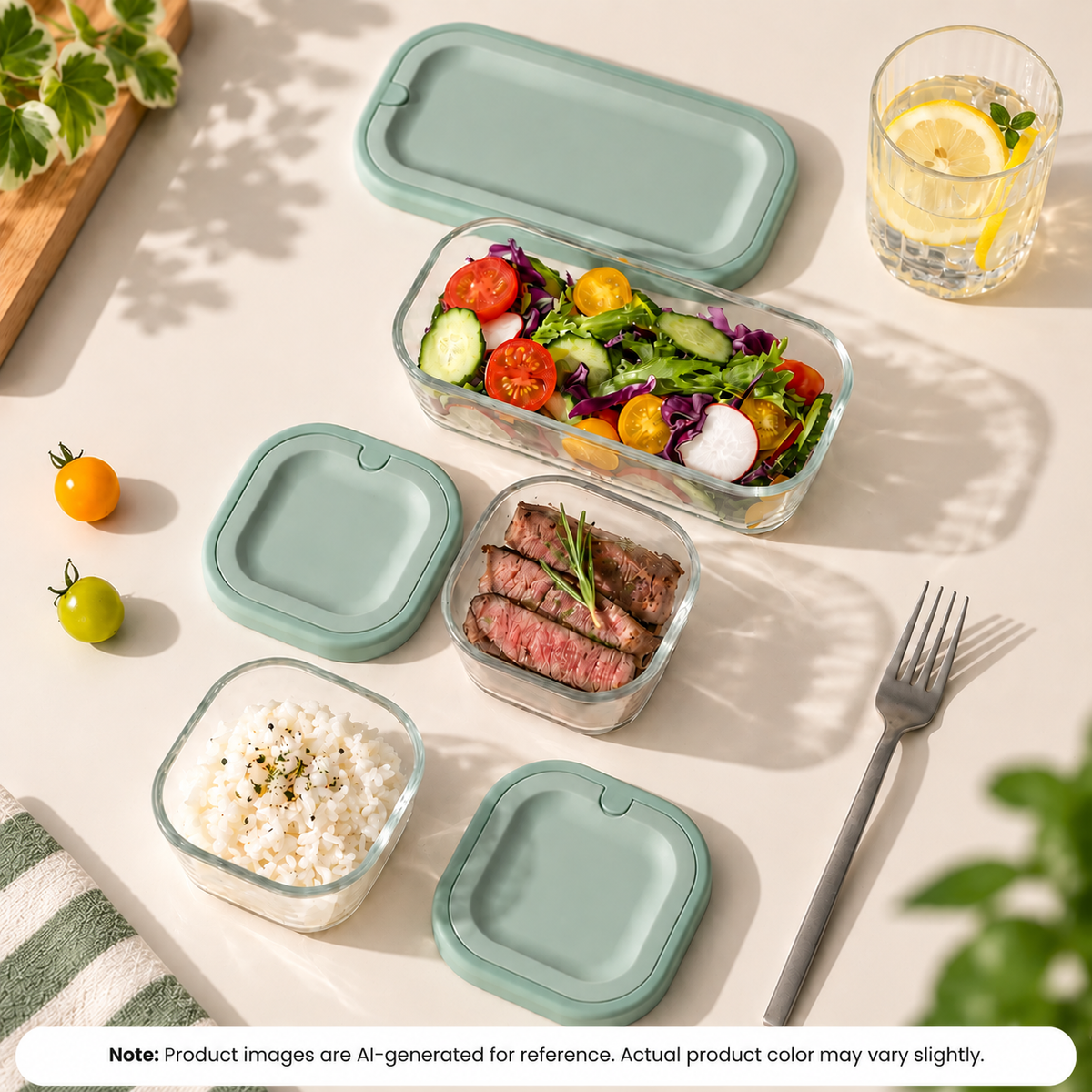 Multi Compartment Glass Lunch Box