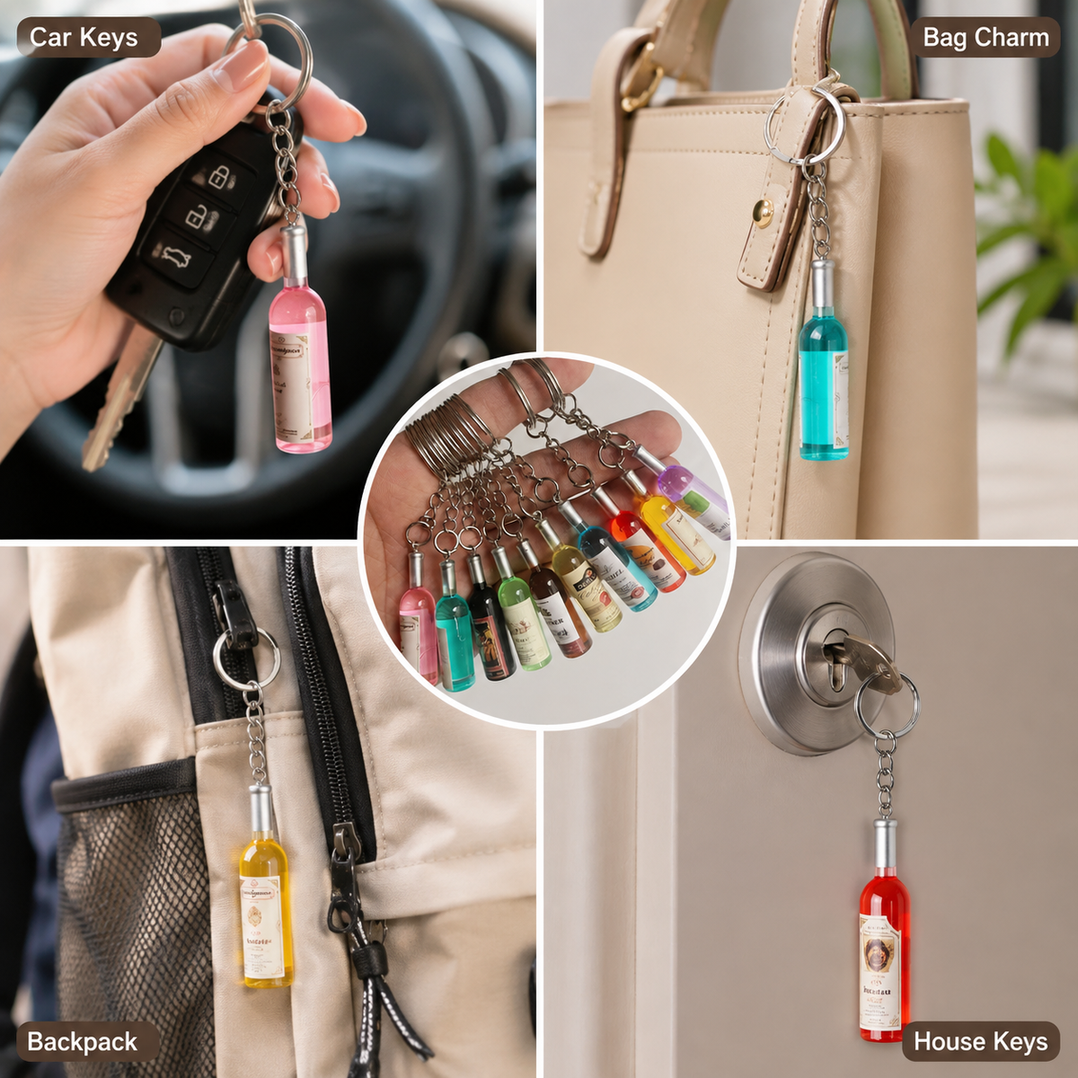Trendy Bottle Charm Keychain