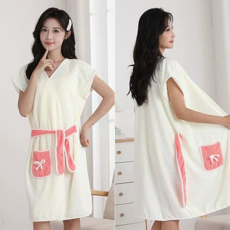 Wearable Coral Fleece Bath Towel