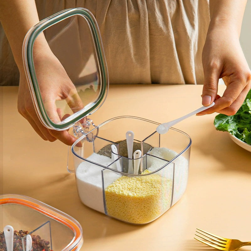 Multi-Section Spices Container with Spoon