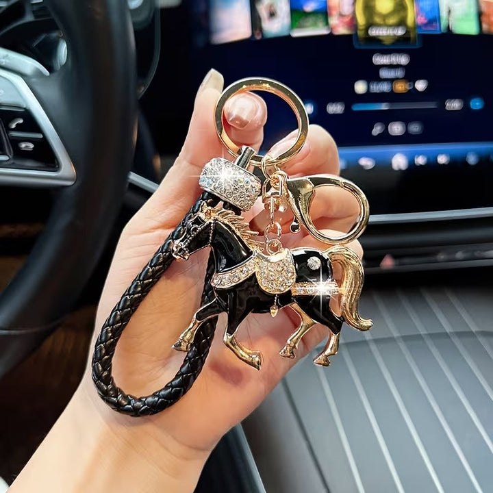 Stylish Rhinestone Horse Charm Keychain
