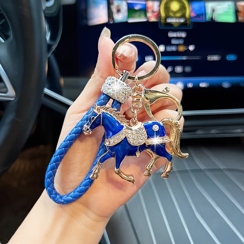 Stylish Rhinestone Horse Charm Keychain