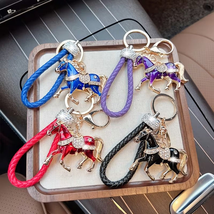 Stylish Rhinestone Horse Charm Keychain