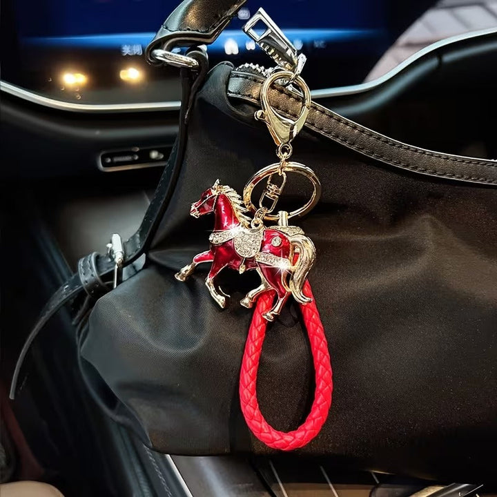 Stylish Rhinestone Horse Charm Keychain