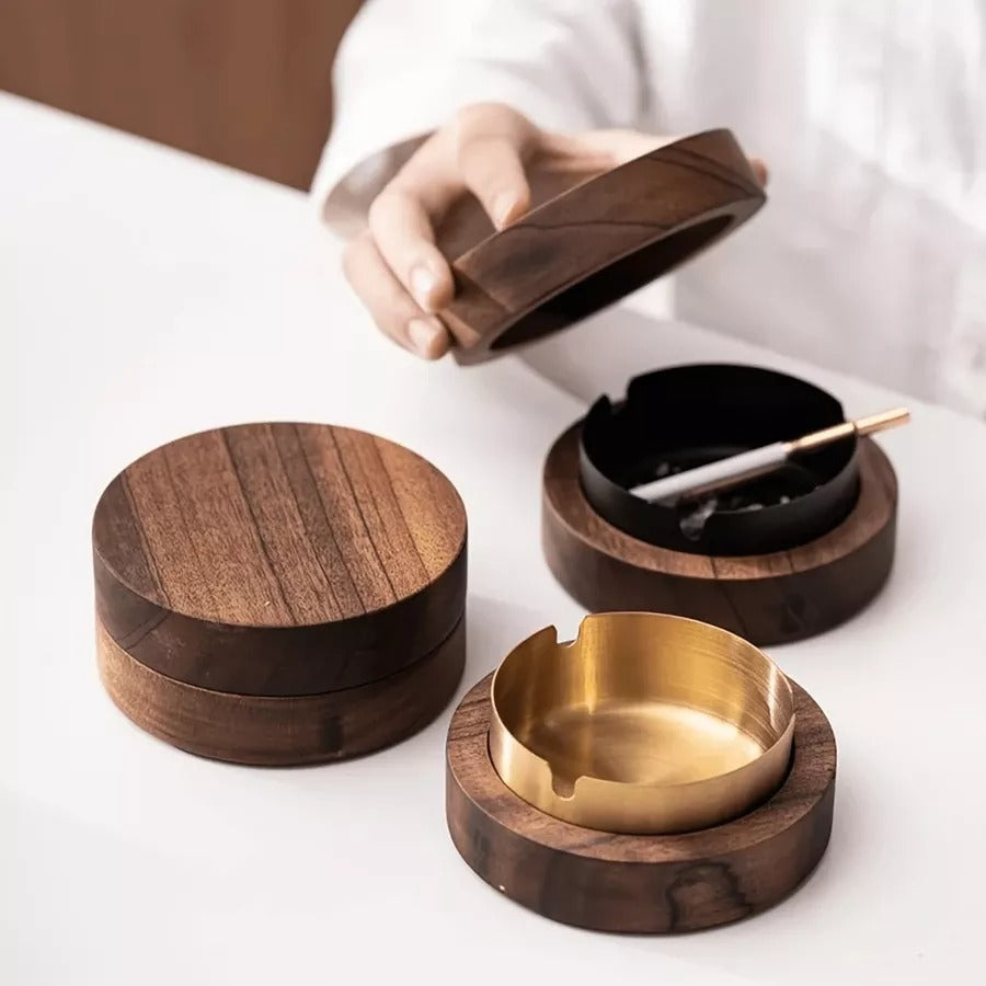 Premium Walnut Wooden Ashtray