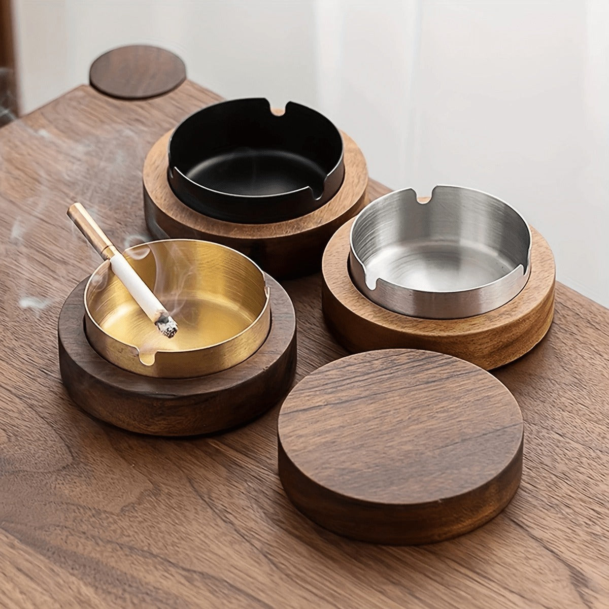 Premium Walnut Wooden Ashtray