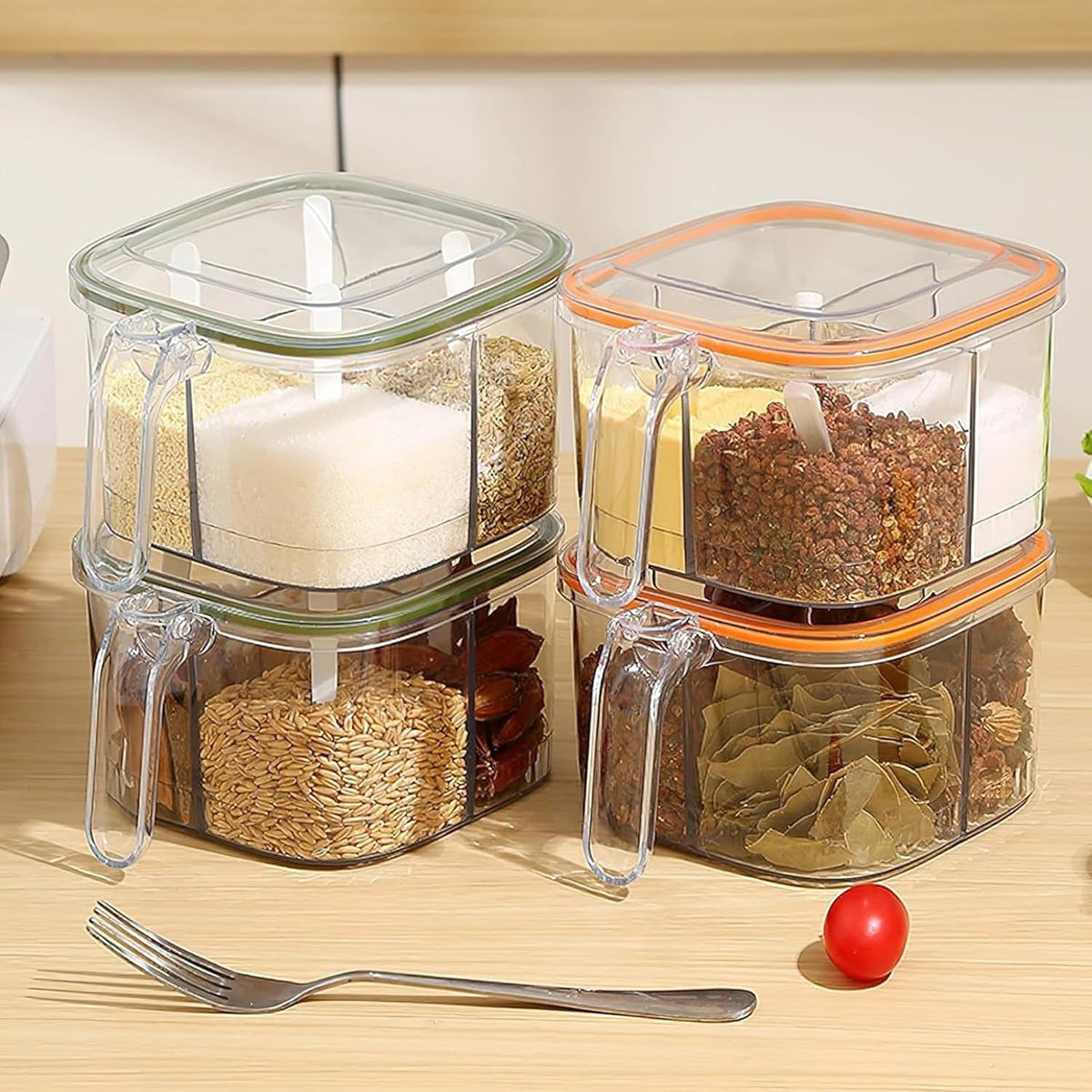 Multi-Section Spices Container with Spoon